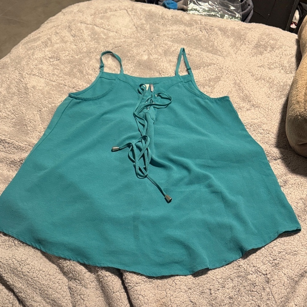 Paper Crane Turquoise Lace-Up Camisole